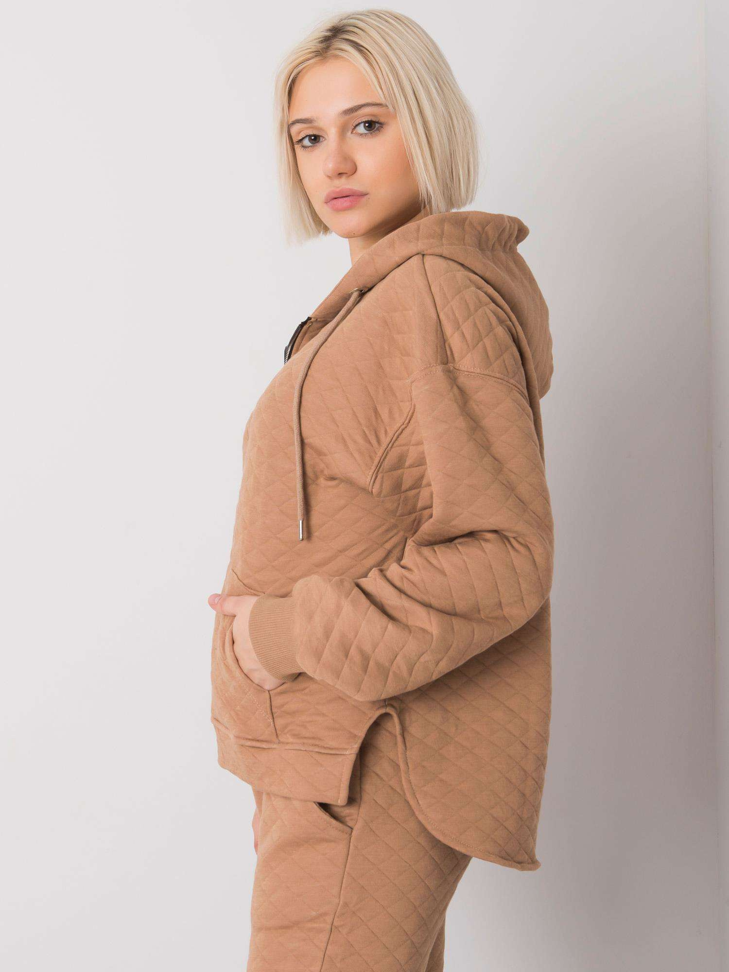 Camel quilted zipper sweatshirt Arezzo