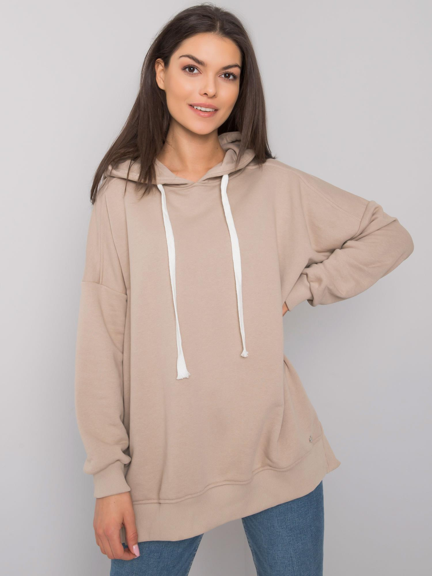 Beige Basic-Hoodie mit Kapuze Cleveland.