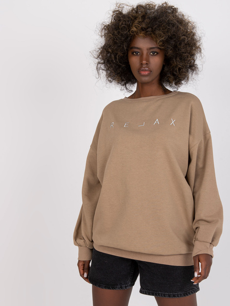 Ciemnobeżowa bluza oversize bez kaptura z bawełny Damiette