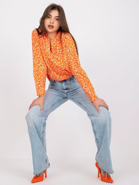 Pomarańczowa luźna bluzka z nadrukiem Inesa