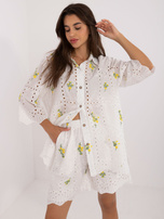 Hurtownia Biało-żółty damski komplet ażurowy na lato