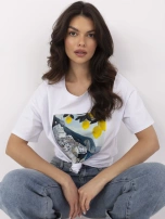 Biały bawełniany t-shirt z nadrukiem