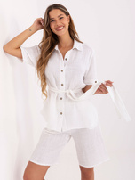 Biały muślinowy komplet z bermudami