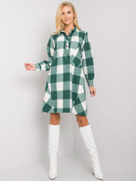 Zielono-biała sukienka koszulowa w kratę Sovvina