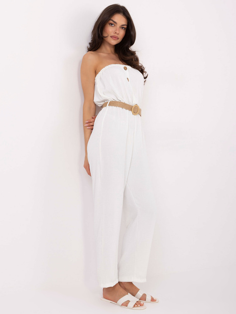 Ecru kombinezon z plecionym paskiem Felippa RUE PARIS