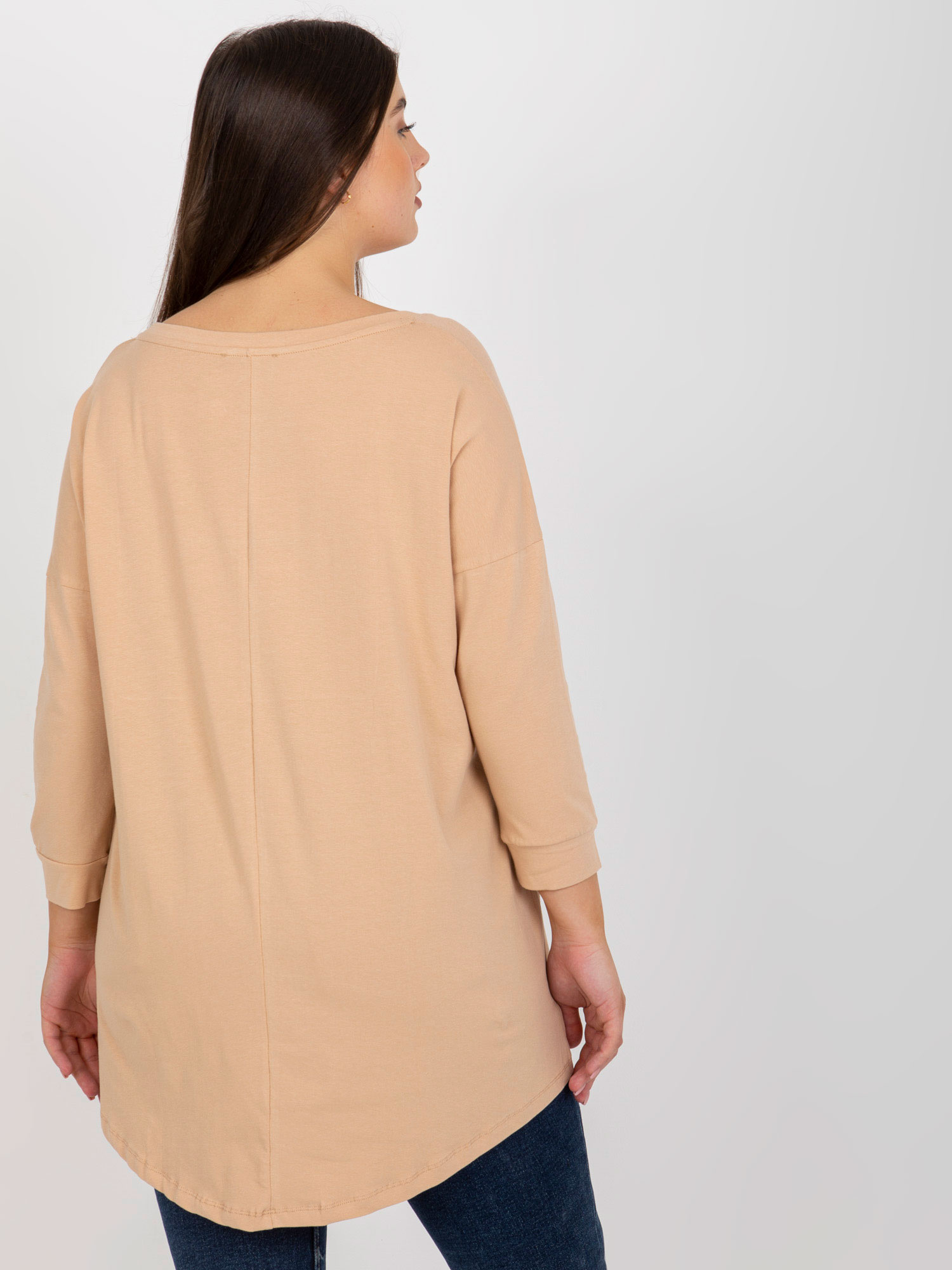 Beżowa bluzka plus size z bawełny