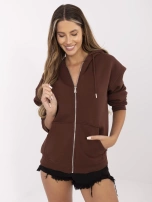 Brązowa ocieplana bluza basic z suwakiem