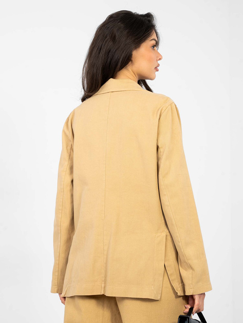 Camelowa jeansowa marynarka z kieszeniami RUE PARIS