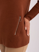 Hurt Brązowy damski sweter plus size z wiskozą 