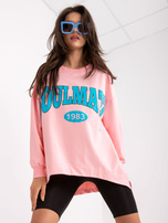 Jasnoróżowo-niebieska bluza oversize bez kaptura