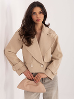 Beżowy krótki płaszcz z pagonami RUE PARIS 