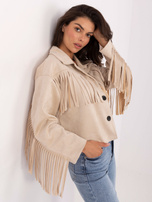 Beżowa kowbojska kurtka z guzikami