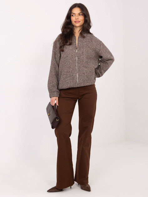 Ciemnobeżowa rozpinana kurtka z domieszką wełny