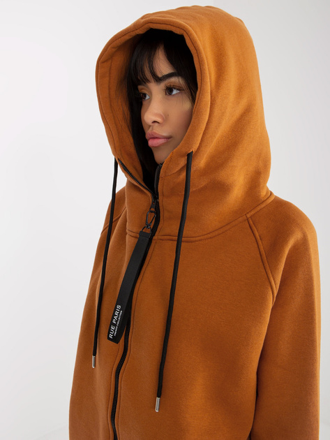 Hurt Jasnobrązowa rozpinana bluza basic z kapturem RUE PARIS 