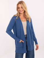 Niebieski damski kardigan z domieszką wiskozy