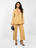 Camelowa jeansowa marynarka z kieszeniami RUE PARIS 