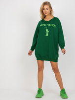Hurt Ciemnozielono-zielona długa bluza oversize z napisem