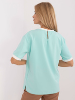 Hurtownia Miętowa elegancka bluzka z kokardą