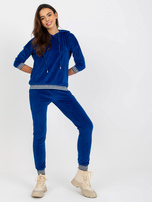 Hurt Kobaltowy miękki komplet welurowy ze spodniami