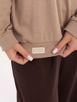 Ciemnobeżowa damska bluza oversize bez kaptura