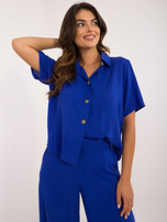 Hurtownia Kobaltowy damski komplet letni z krótką koszulą