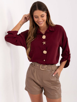 Burgundy elegant shirt with a collar RUE PARIS.