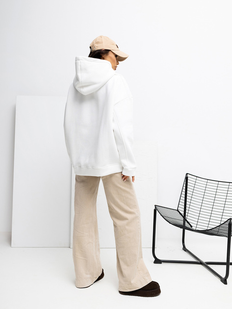 Ecru bluza oversize z naszywką RUE PARIS