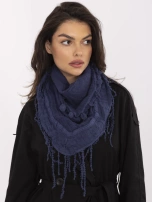 Dark blue triangular cotton scarf.