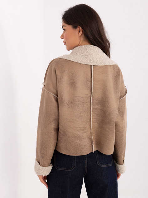 Beżowa krótka kurtka z kożuszkiem