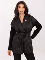 Czarna  kamizelka z zapięciem na guzik RUE PARIS 