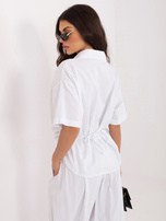 Biała rozpinana koszula z sztruksu 