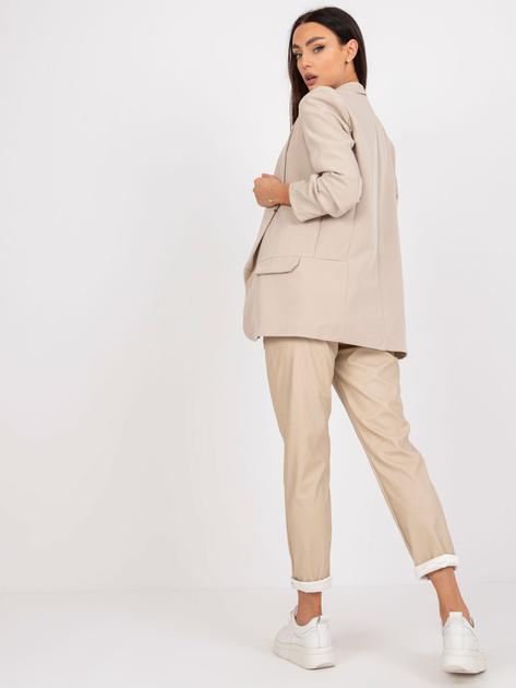 Jasnobeżowa damska marynarka z rękawem 3/4 Adela