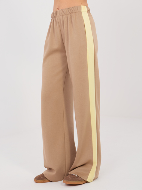 Ciemnobeżowy komplet z szerokimi spodniami RUE PARIS