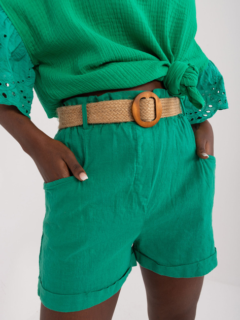 Hurt Zielone szorty damskie z podwijanymi nogawkami