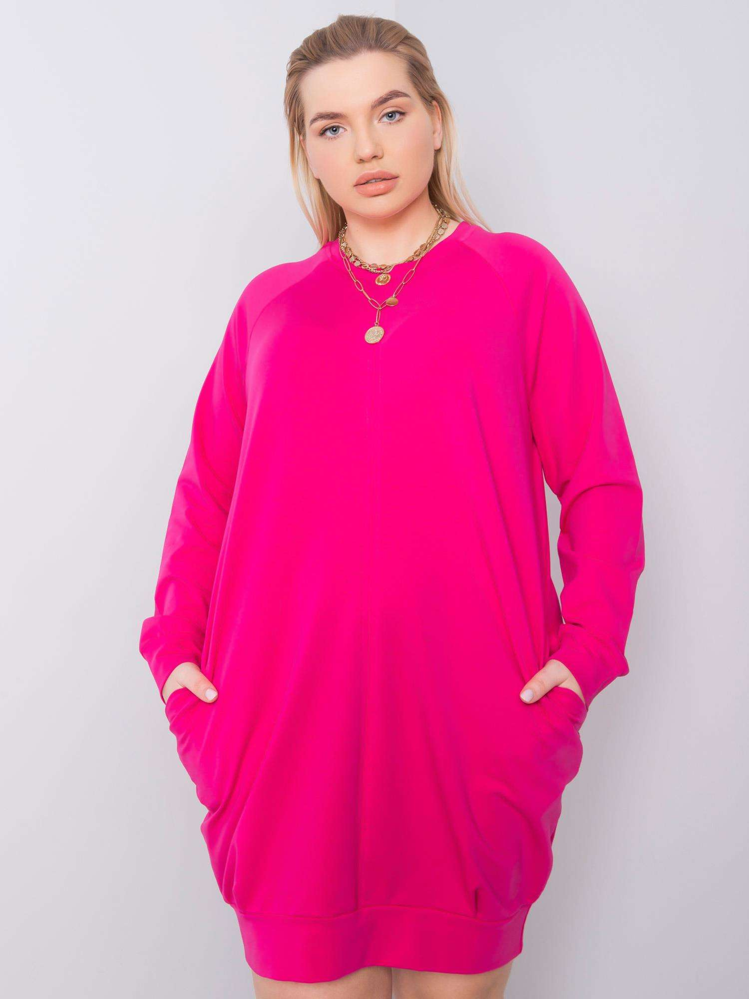 Fuksijna obleka plus size mini Ariadne.