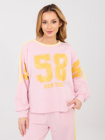 Pastelowy różowy komplet z bluzą oversize RUE PARIS