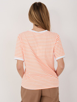 Fluo pomarańczowo-biały damski t-shirt z bawełny RUE PARIS 
