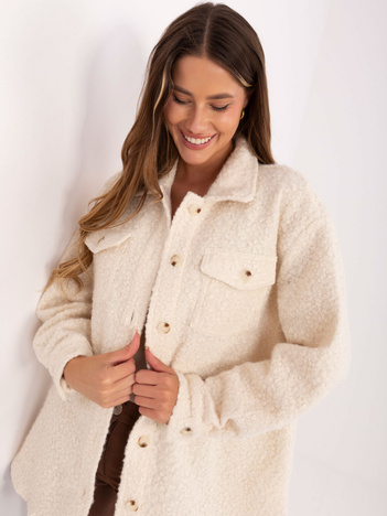 Jasnobeżowa ciepła koszula boucle