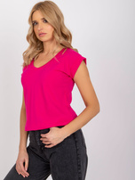 Fuksjowy t-shirt basic Atlanta RUE PARIS