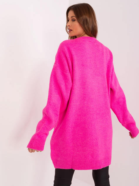 Hurt Fluo różowa sukienka dzianinowa z okrągłym dekoltem RUE PARIS