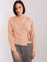 Hurt Camelowa bluzka wizytowa z wiązaniem