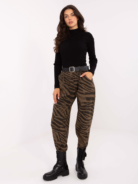 Khaki damskie spodnie z nogawką 7/8