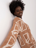 Hurt Camelowy sweter oversize z printami