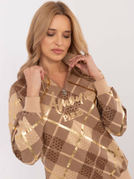 Hurtownia Camelowa bawełniana bluza z napisem