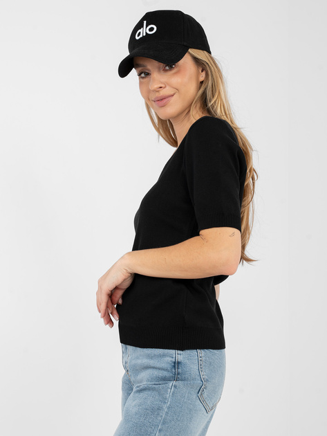 Czarny klasyczny sweter z krótkim rękawem