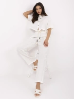 Ecru muślinowy komplet z krótką koszulą