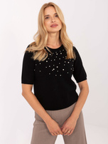 Czarny damski sweter z aplikacją