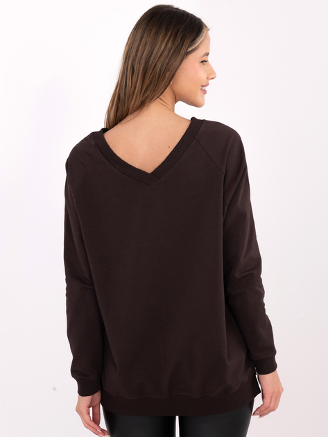 Czekoladowa bluza basic z dłuższym tyłem RUE PARIS