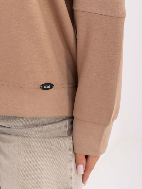 Ciemnobeżowa damska bluza o kroju oversize