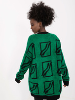 Hurt Zielony damski sweter oversize z wełną